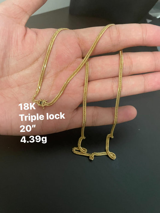 18K Gold Triple Lock Chain